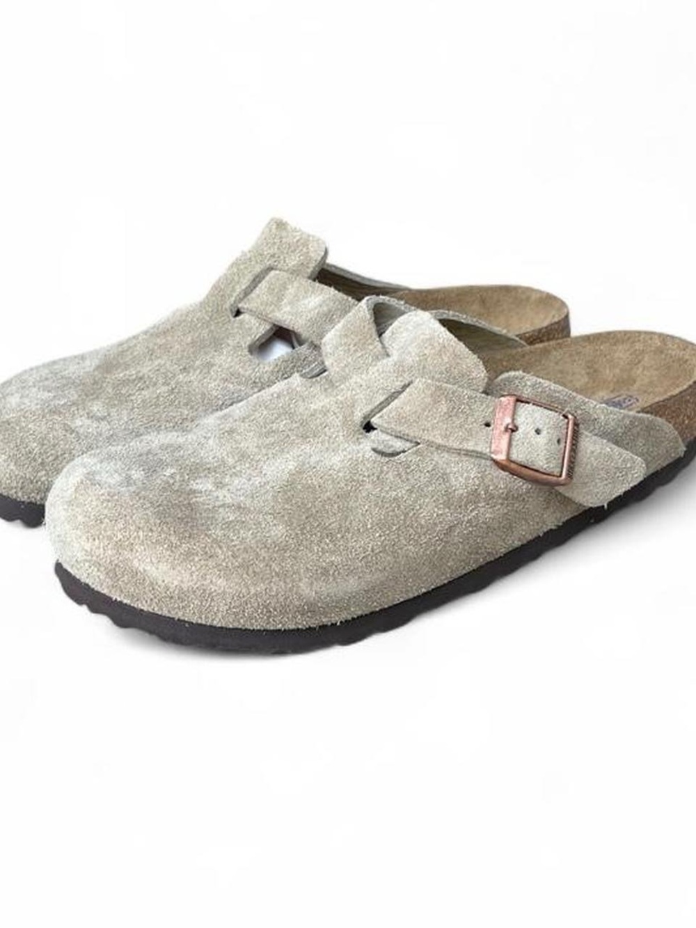 Birkenstock Boston Soft Footbed Taupe Suede Clogs US Women's 8-8.5 EU 39 Narrow - Picture 2 of 8